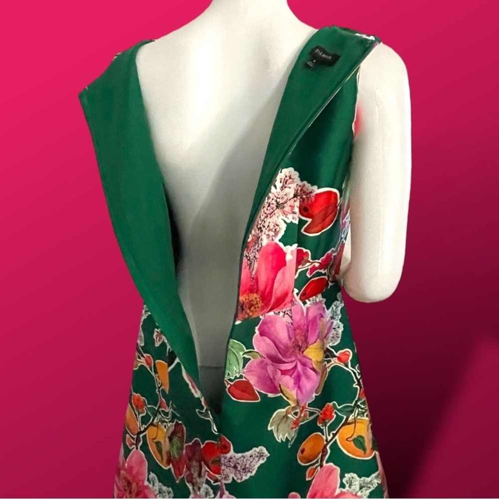 Talbots Green Floral Fit & Flare A-Line Dress - Size 8 - Picture 8 of 15